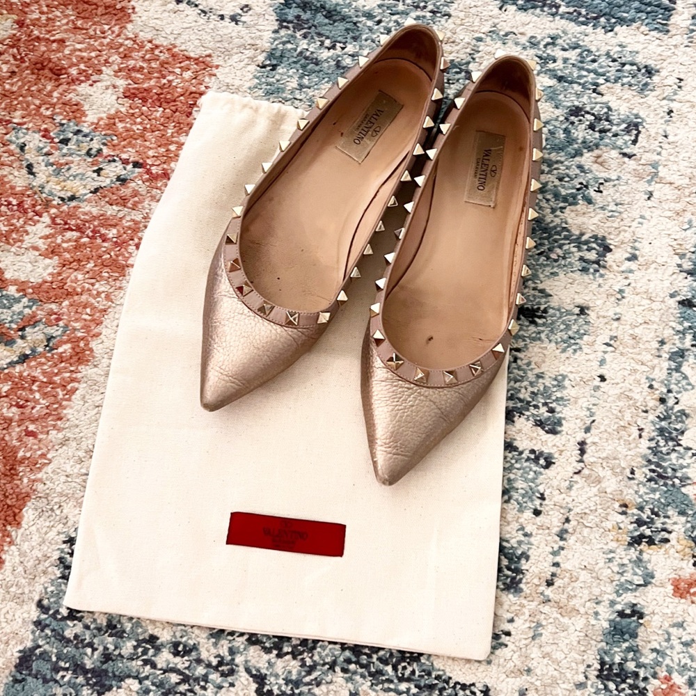 Valentino Garavani Metallic Studded Loafers